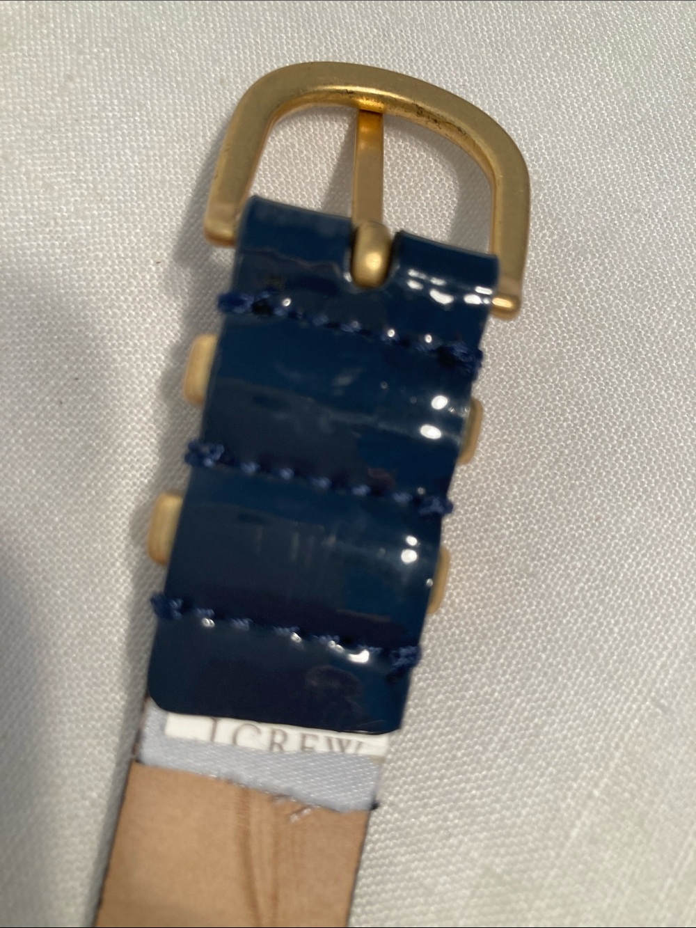 J. Crew Navy Patent Leather Belt with Gold Buckle - Picture 4 of 14